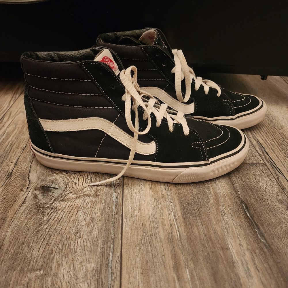 Vans SK8-Hi Black White Lace Up High Top Sneakers Shoes Size Men 8 Women 9.5